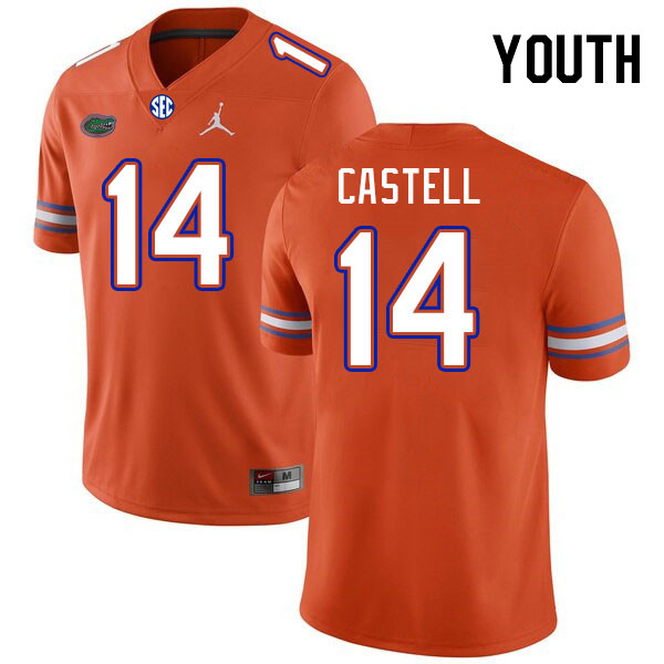Youth #14 Jordan Castell Florida Gators College Football Jerseys Stitched-Orange